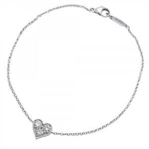 TIFFANY Silver Diamond Heart Charm Bracelet